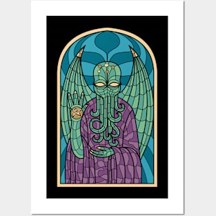 Eldritch Elegance: Cthulhu's Stained Glass Cathedral Posters and Art